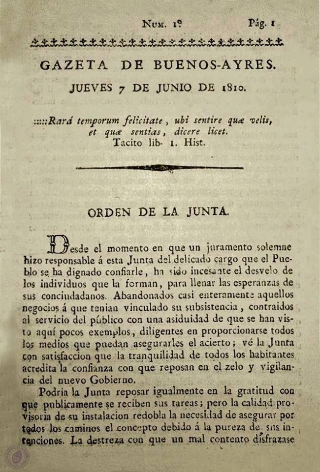El nacimiento de la Gaceta de Buenos Aires 1810 Argentina