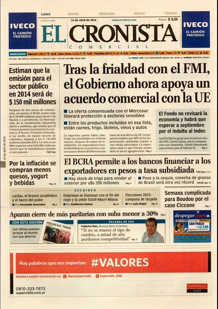 Confirmado en El Cronista, Economía