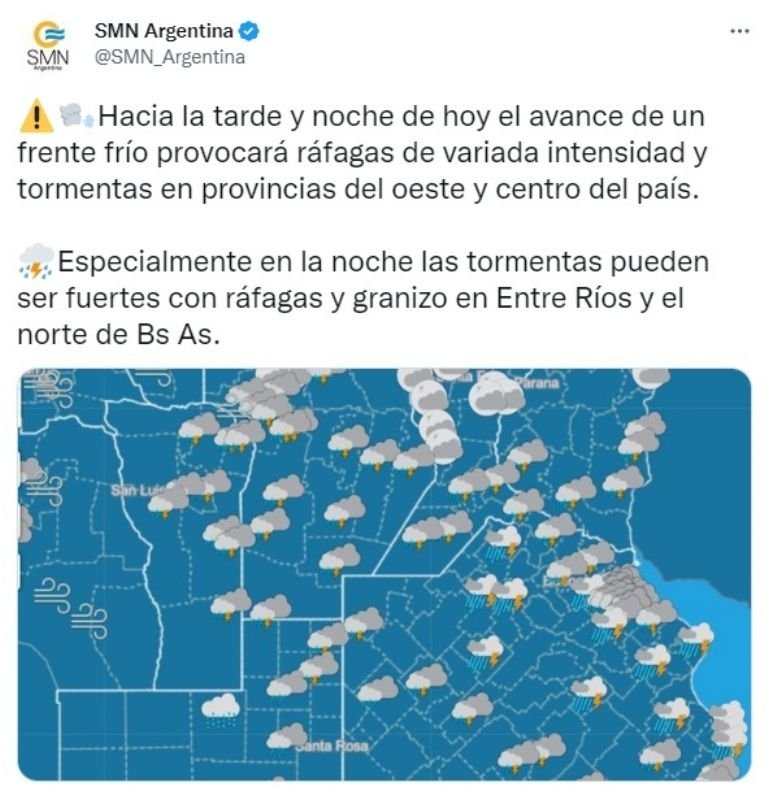 Alerta meteorológica en El Cronista, Información General