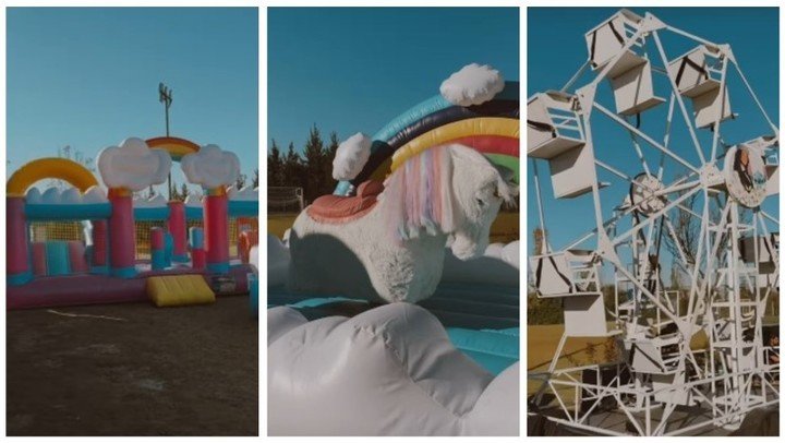 Los invitados jugaron en un mini parque de diversiones. Fotos: Instagram.