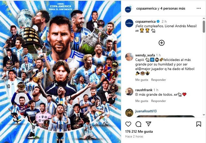 El reconocimiento de la Selección Argentina en el cumpleaños de Lionel Messi. (@afaseleccion)