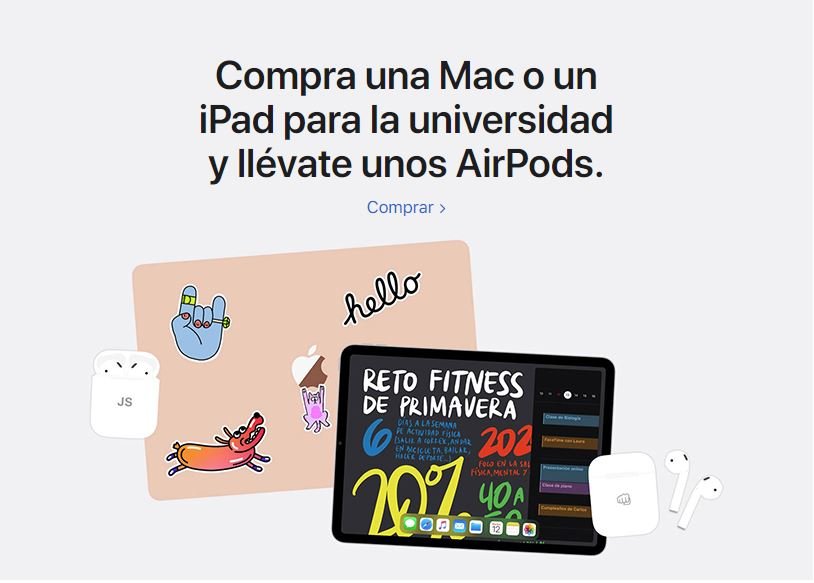 La promo de Vuelta al Cole de Apple trae AirPods gratis con la compra de un Mac o un iPad. AirPods