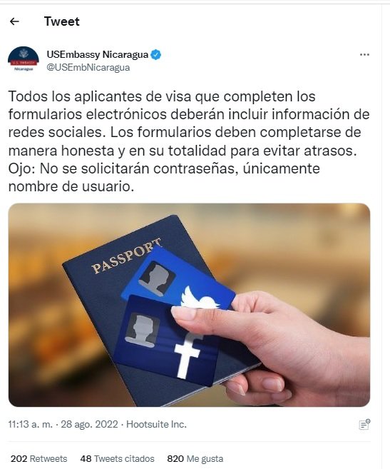 El aviso de la embajada de Estados Unidos por las redes sociales abiertas y las visas ¿A quienes afecta? en Turismo, Posteado