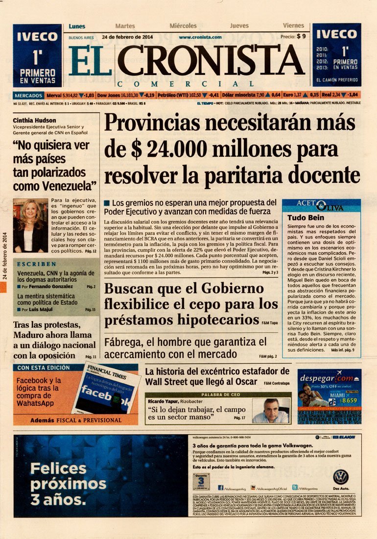 Adiós al CUD en El Cronista, Economía