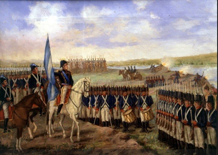 Una pintura de Manuel Belgrano junto a sus tropas. / Archivo Clarín