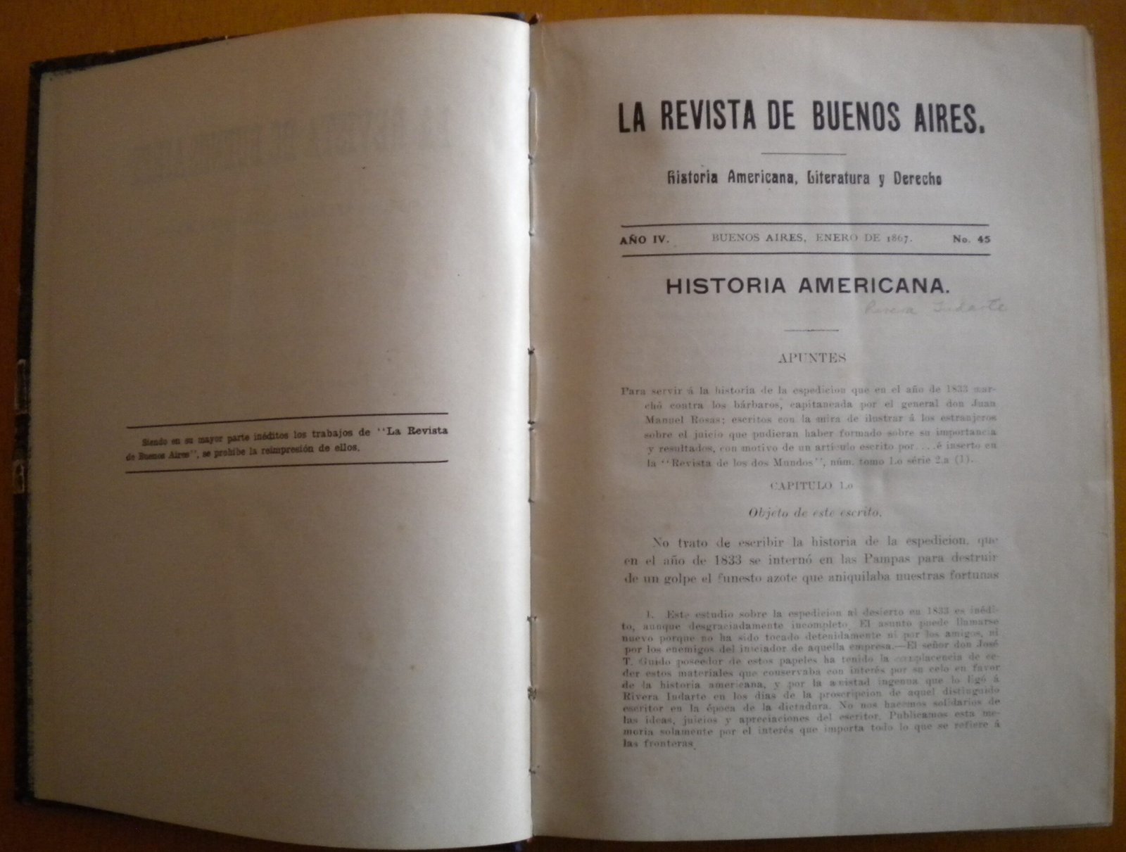 La primera edición de la Revista de Derecho Publicado en Argentina de 1863 Argentina