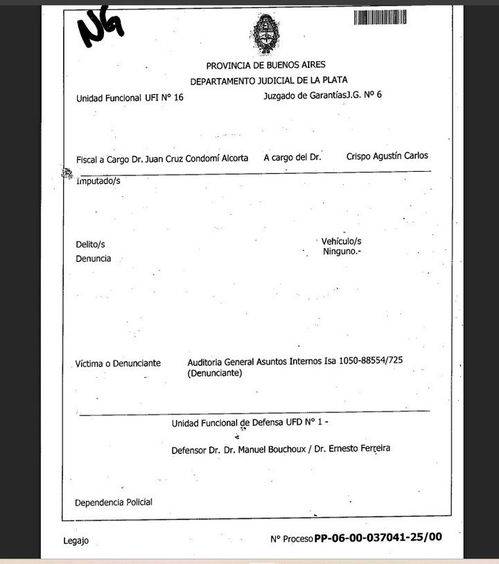 La carátula de la denuncia contra los 24 policías no tiene asignación de delito penal.