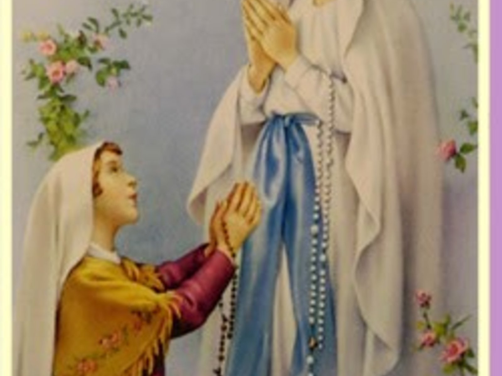La imagen de la Virgen de Lourdes con la niña de 14 años Bernardita.
