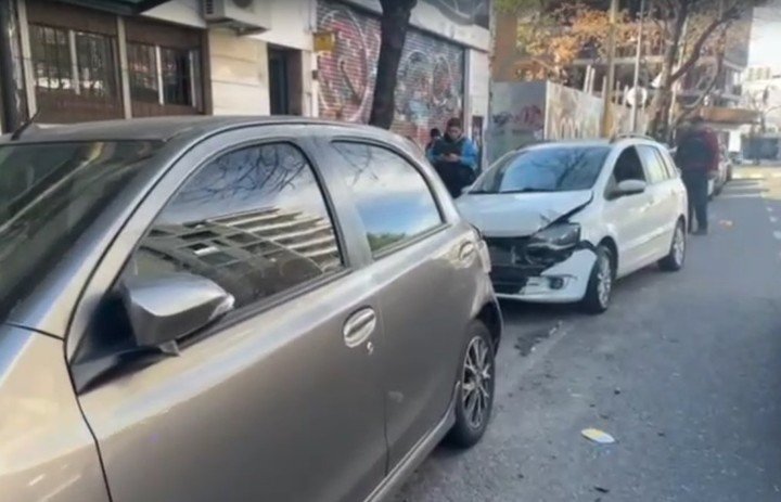 Así quedó el auto de Pablo Alarcón tras el accidente.