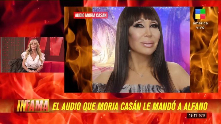 El audio que Moria Casán le envió a Graciela Alfano. Foto: Captura TV