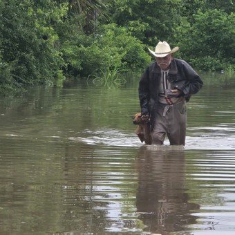 Un abuelo conmovió a las redes tras rescatar a su perro en medio de las inundaciones