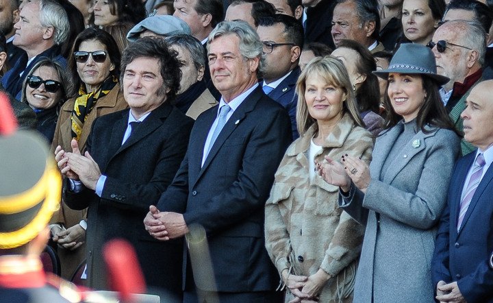 Milei y Villarruel, alejados, en el acto del año pasado. Foto: Federico López Claro