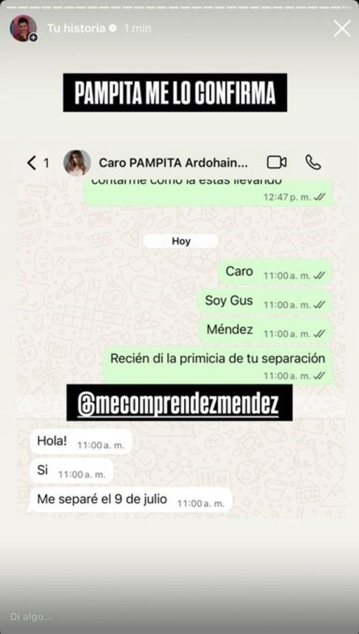 Pampita confirmó su separación. Foto: Twitter