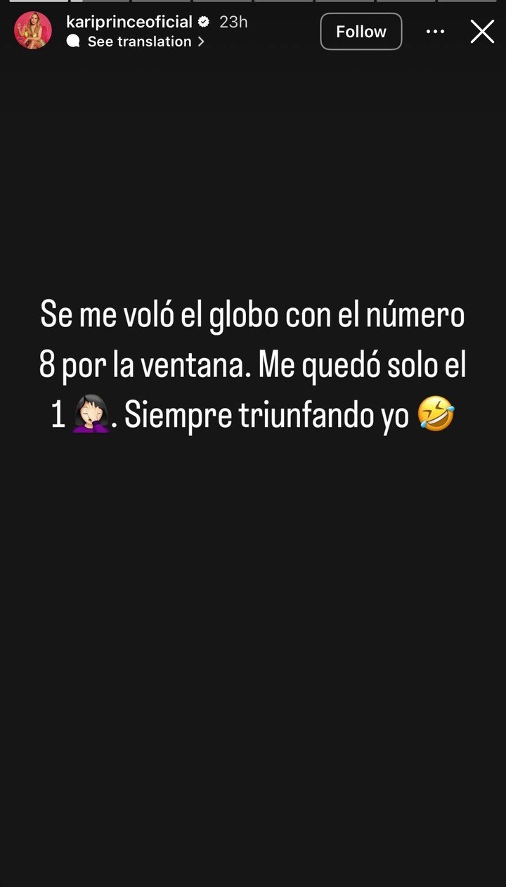 El blooper de Karina el el cumpleaños de su hija. Foto: Instagram