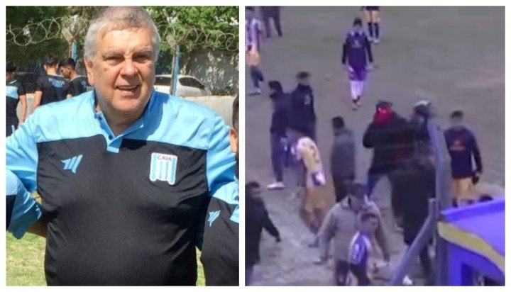 Luis Ventura, DT de Victoriano Arenas, al ser agredido en Central Ballester.