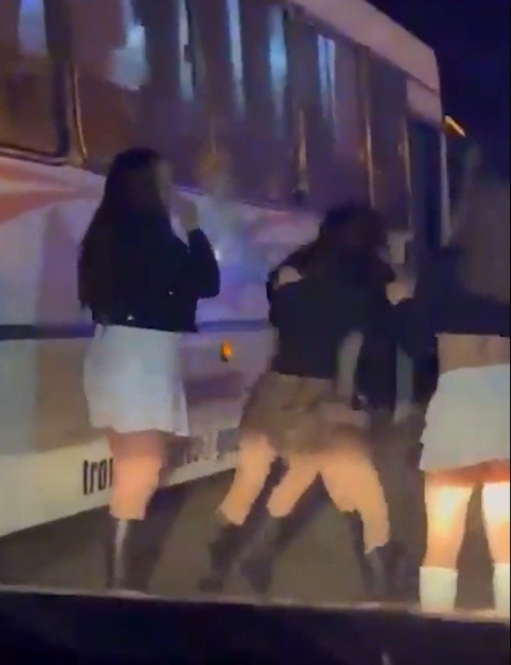 La Batalla campal entre dos grupos de chicas que se inició dentro de un boliche continuó en la calle. Foto: captura