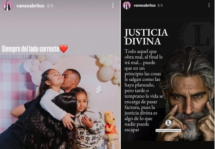Los posteos de la esposa del futbolista, Vanesa Britos.