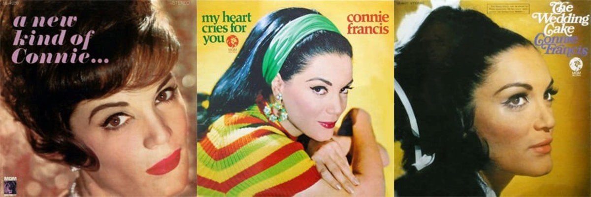 Algunas tapas de los discos de Connie Francis, ícono de los '50 y '60. (Facebook "Ron Roberts")