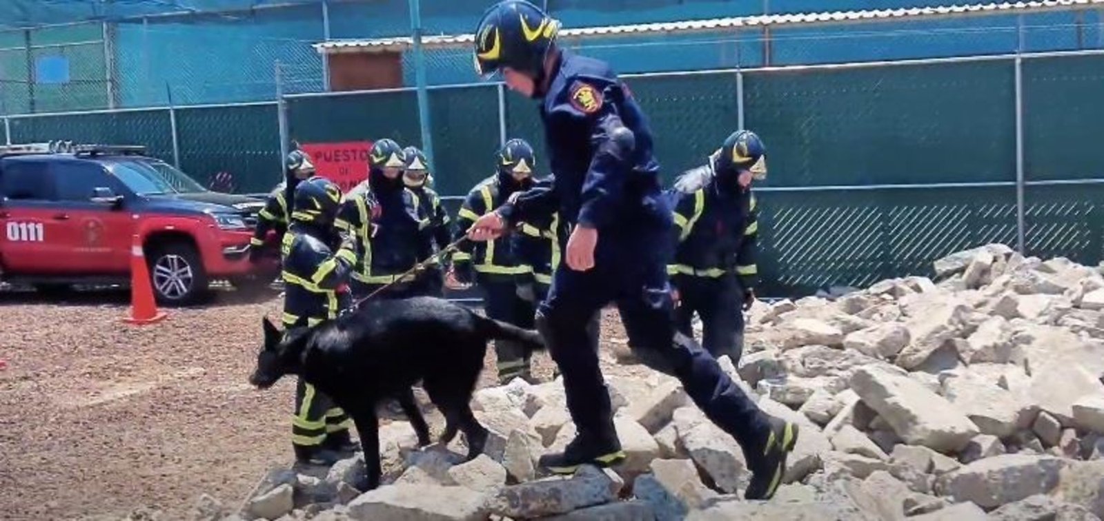 Entrenamiento de un binomio canino. Foto: Bomberos de la Ciudad de México.