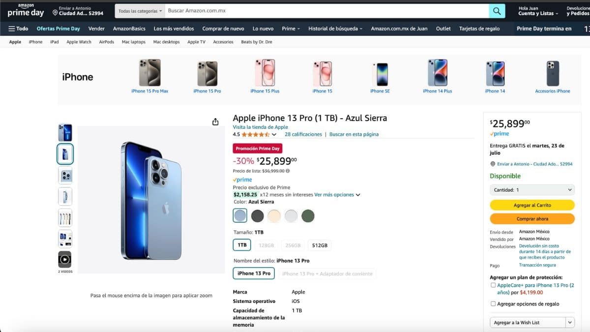 Las ofertas del Prime Day incluyen $100 de descuento en el Apple Watch Series 10. Reloj Apple