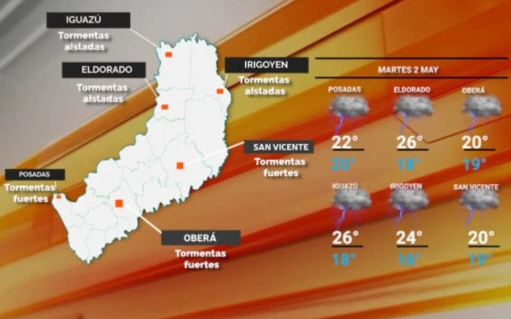 Imagen relacionada con Alerta meteorológico en Villa Esperanza por tormentas y temperaturas inestables este martes.
