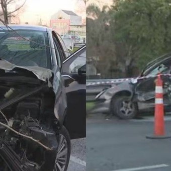 Triple choque y caos en la General Paz: un auto prendido fuego, una rueda que salió volando y un herido grave trasladado en helicóptero