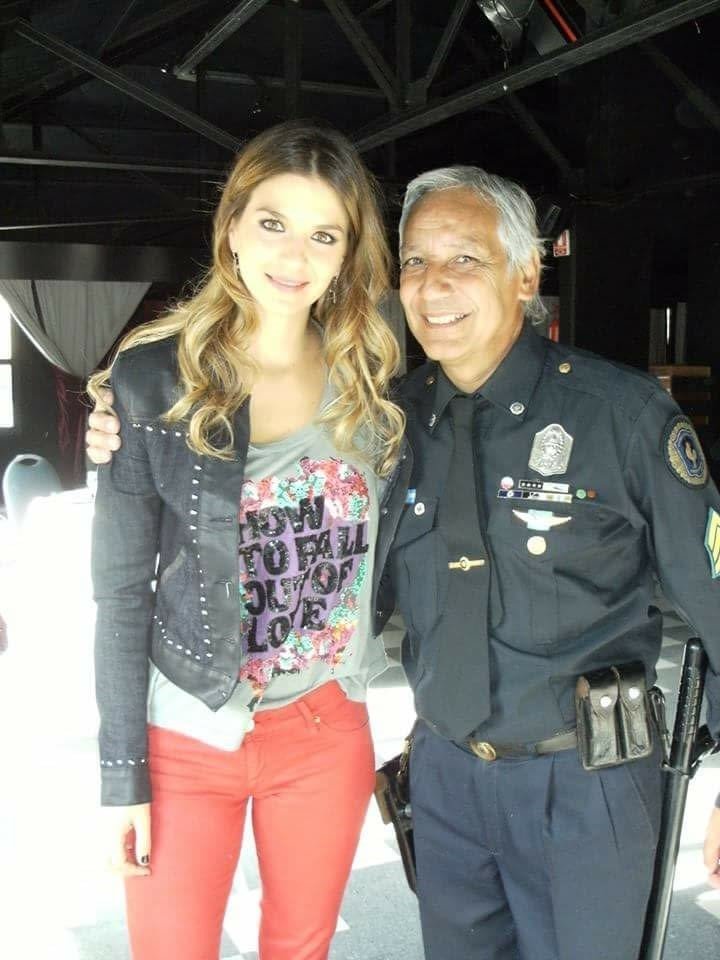 Con Marcela Kloosterboer en el descanso de un rodaje.